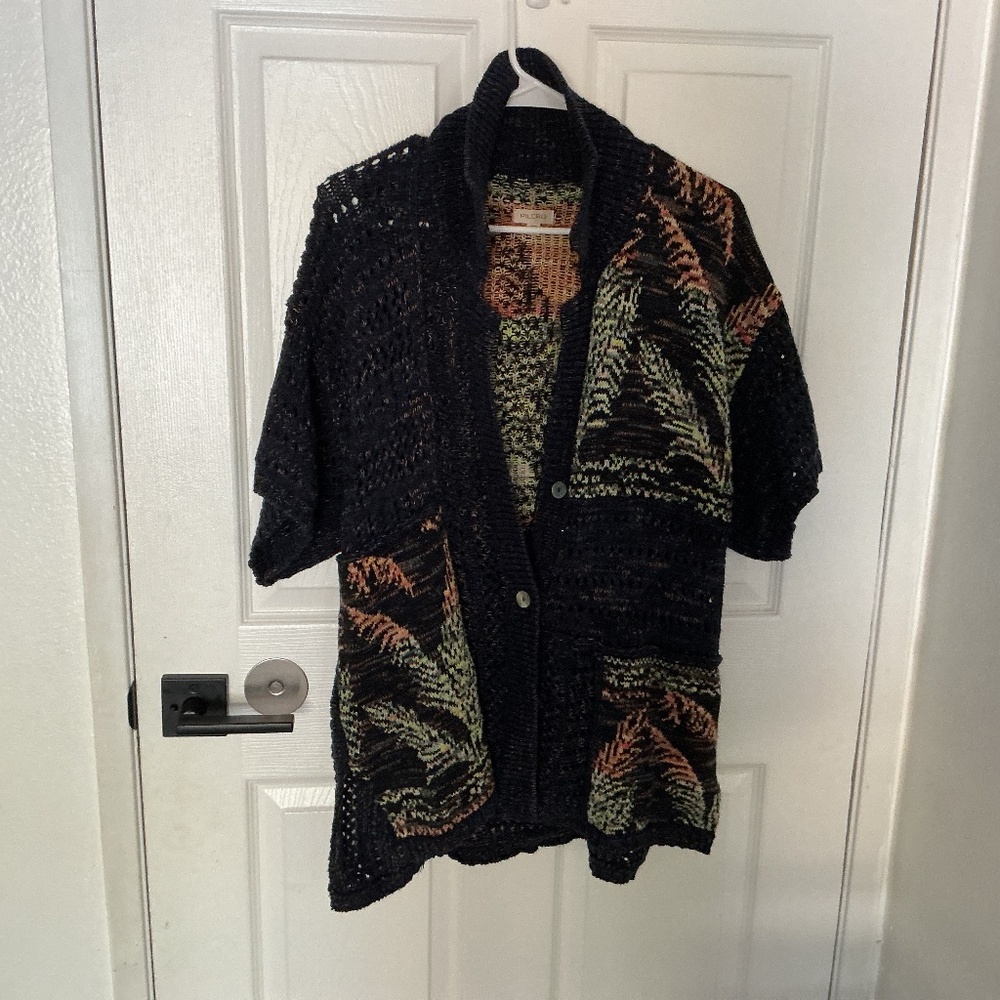 PILCRO knited short sleeve cardigan navy blue floral xs/s
